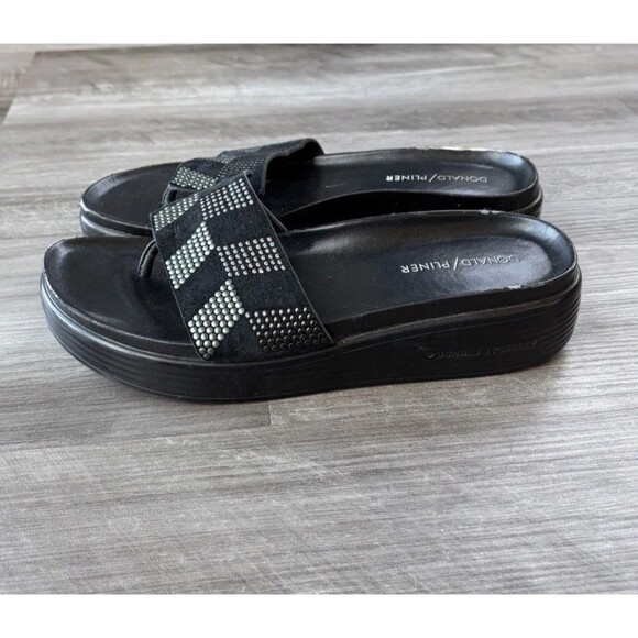 Donald Pliner Fifi Platform Sandal Size 8 Embellished Black Suede - Picture 2 of 8